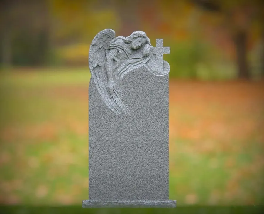 Angel and Cross Shape Granite Headstone 24x4x47