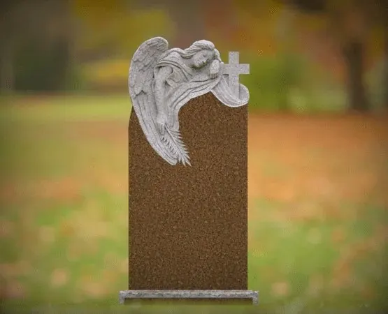 Angel and Cross Shape Granite Headstone 24x3x47