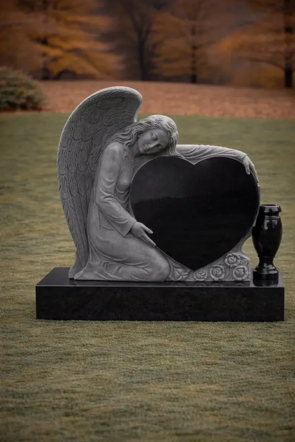 Angel Heart Granite Headstone 30 x 6 x 30