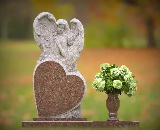 Angel Heart Upright Headstone 23 x 3 x 47