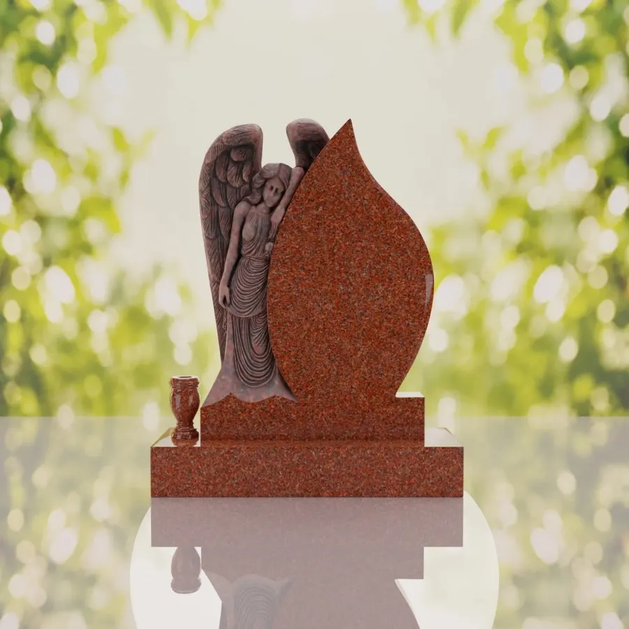 Angel Teardrop Upright Headstone view 2
