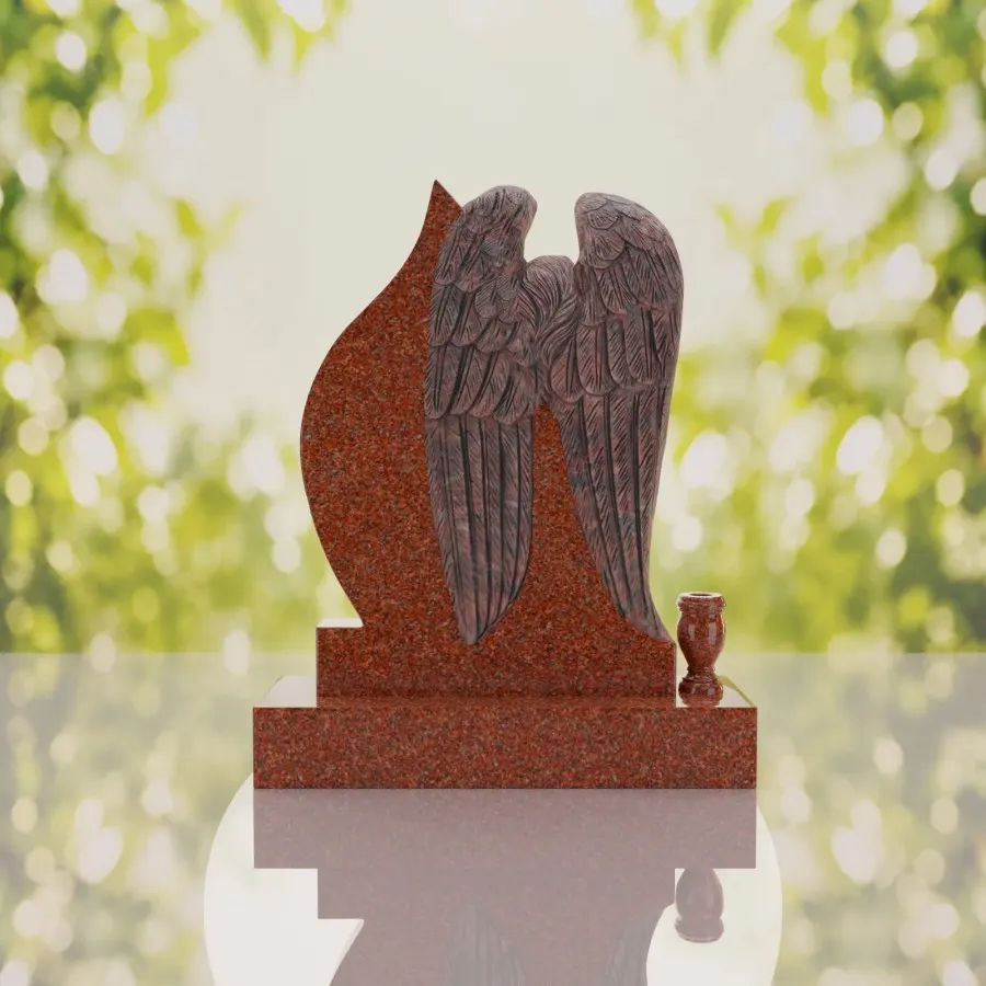 Angel Teardrop Upright Headstone view 3