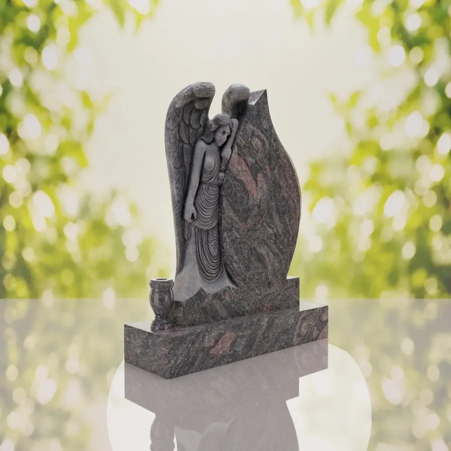 Angel Teardrop Upright Headstone view 4