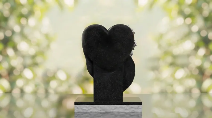 Angel Wings Heart Headstone view 3