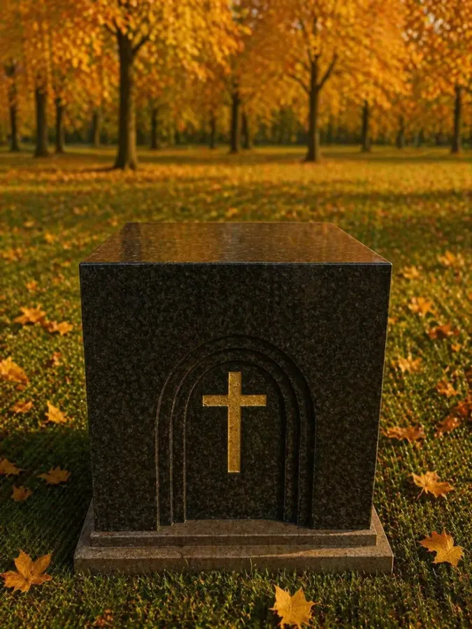 Arched Cross Granite Cremation Urn