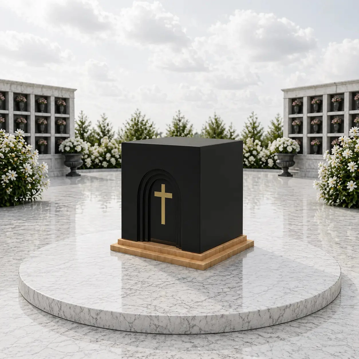 Arched Cross Granite Cremation Urn