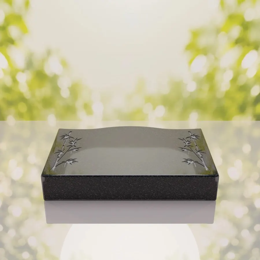 Bamboo Corner Bevel Granite Grave Marker view 2