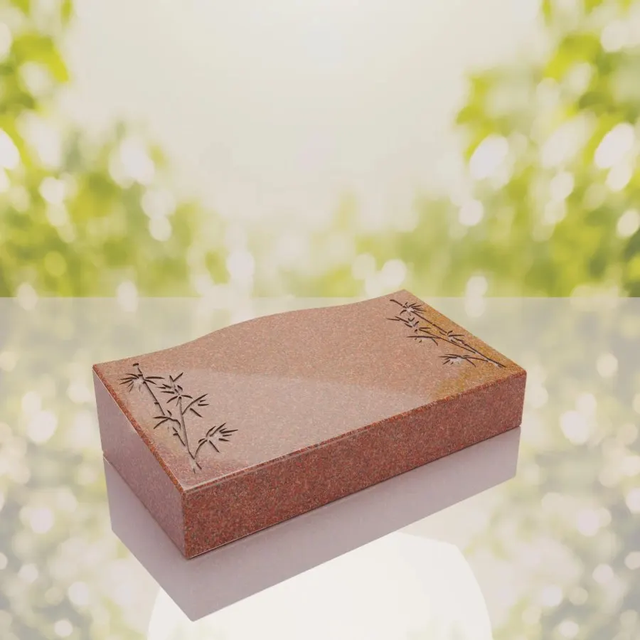 Bamboo Corner Bevel Granite Grave Marker view 3