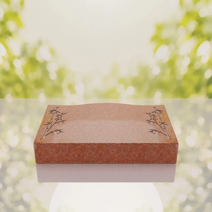 Bamboo Corner Bevel Granite Grave Marker view 4