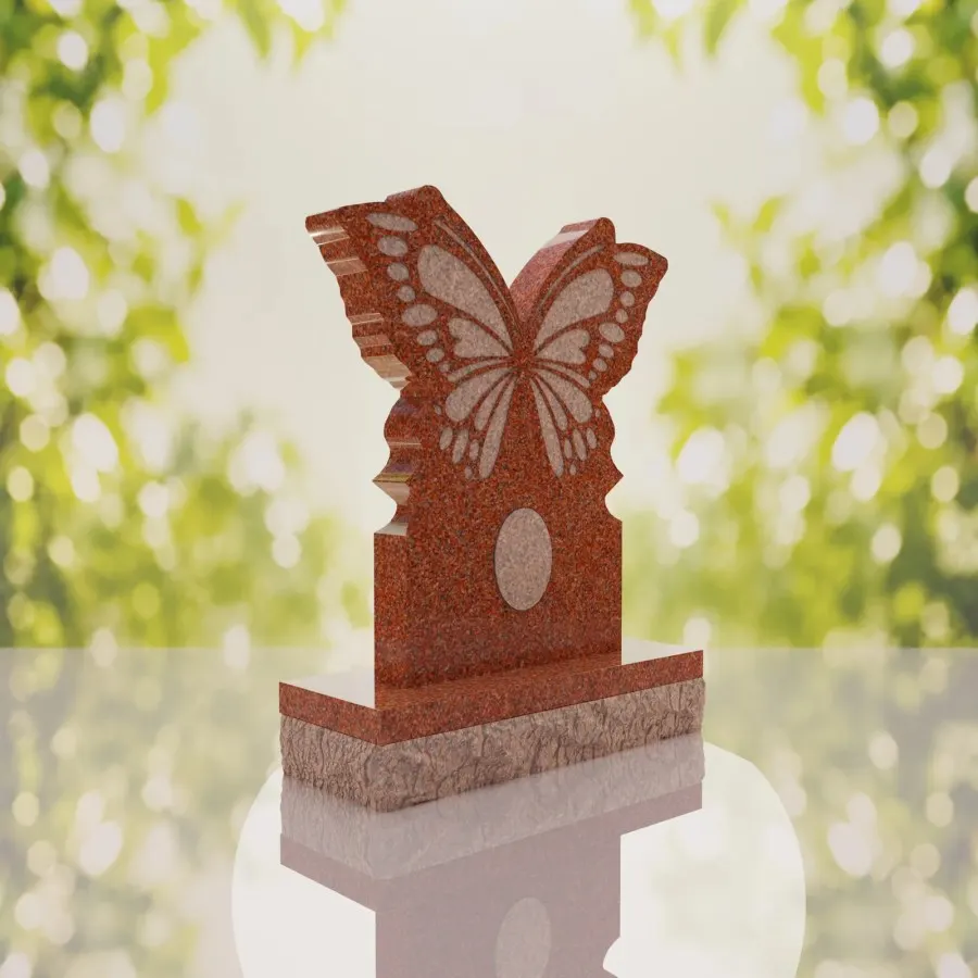 Butterfly Shape Granite Headstone view 2