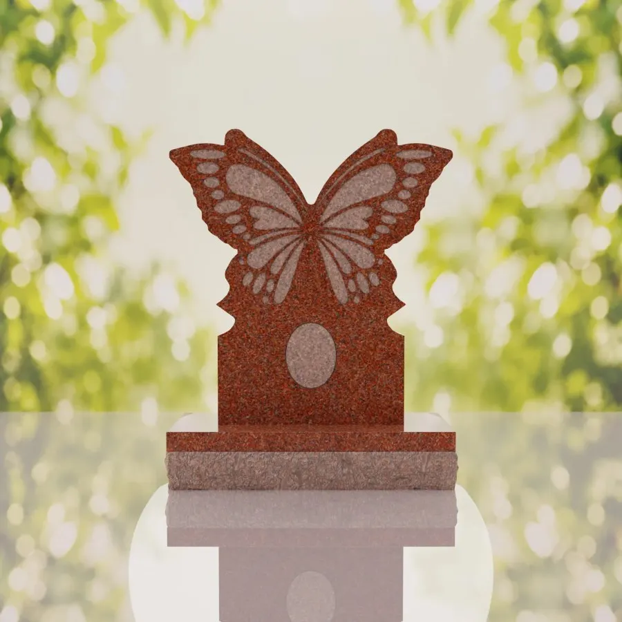 Butterfly Shape Granite Headstone view 3