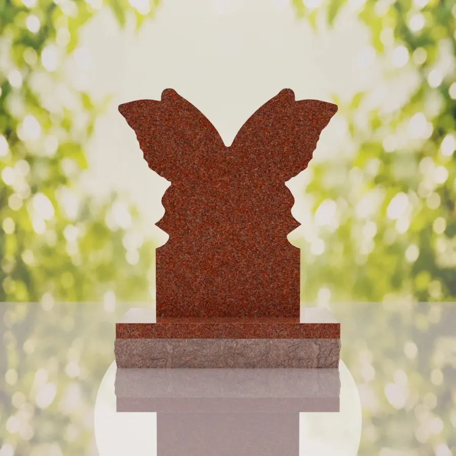 Butterfly Shape Granite Headstone view 4