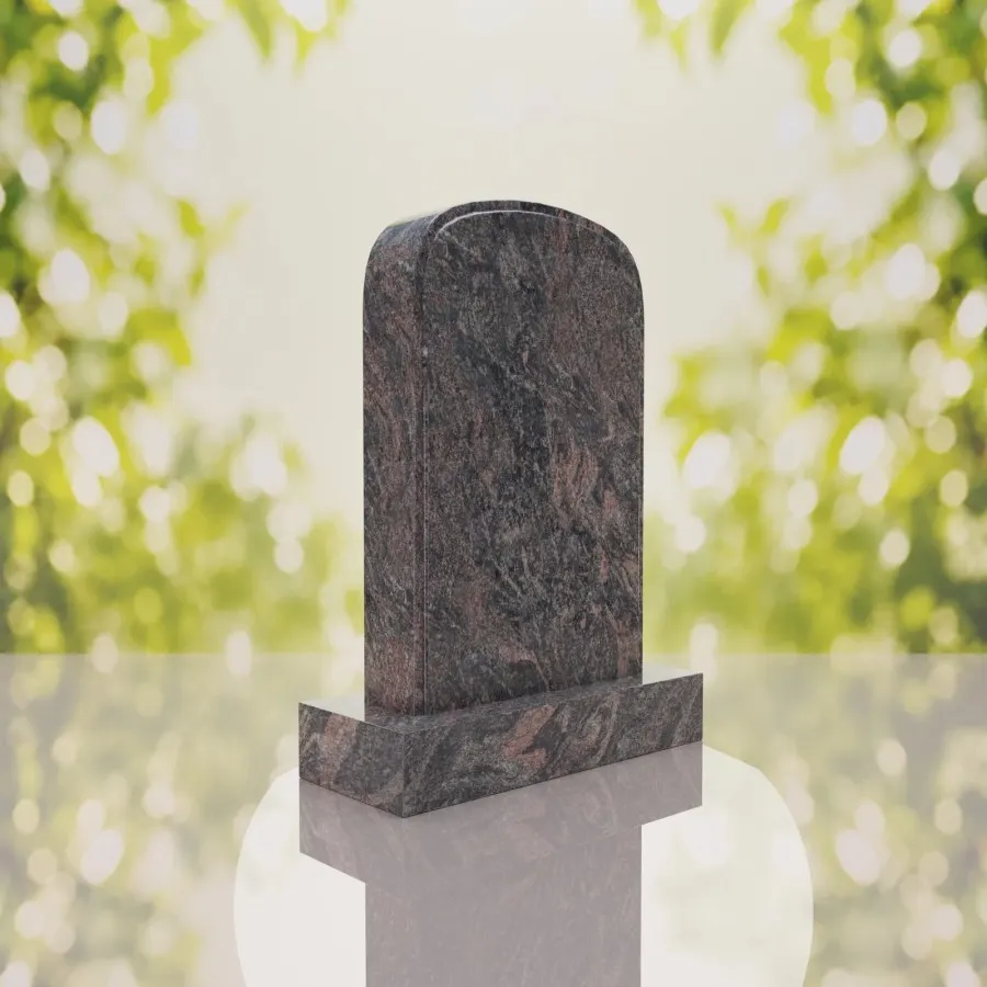 Classic Rounded Top Granite Headstone view 4