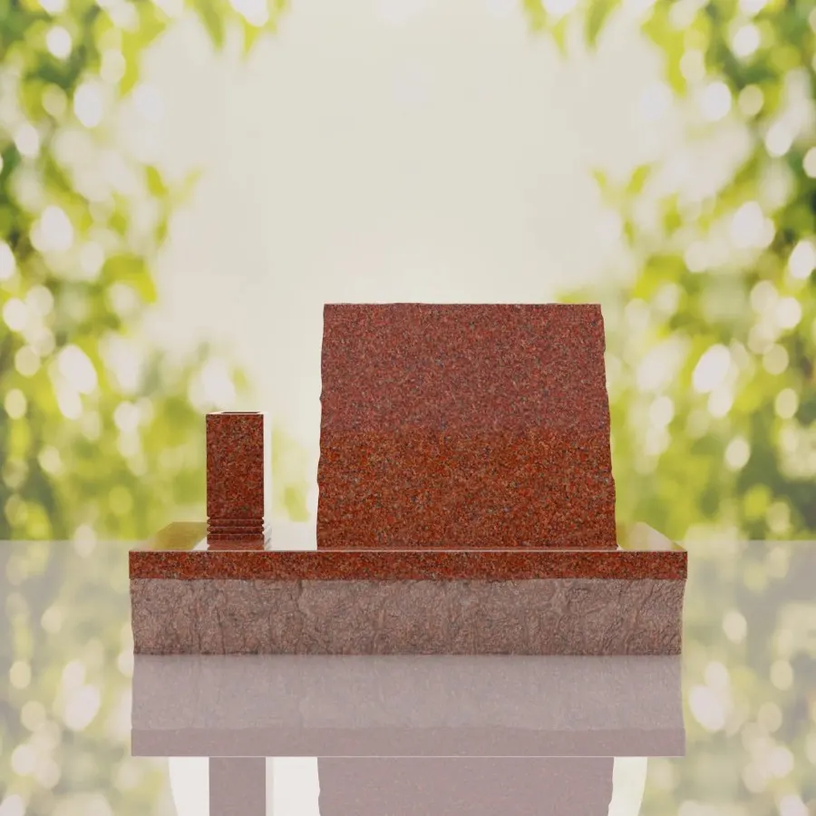 Classic Slant Granite Headstone with Vase view 2