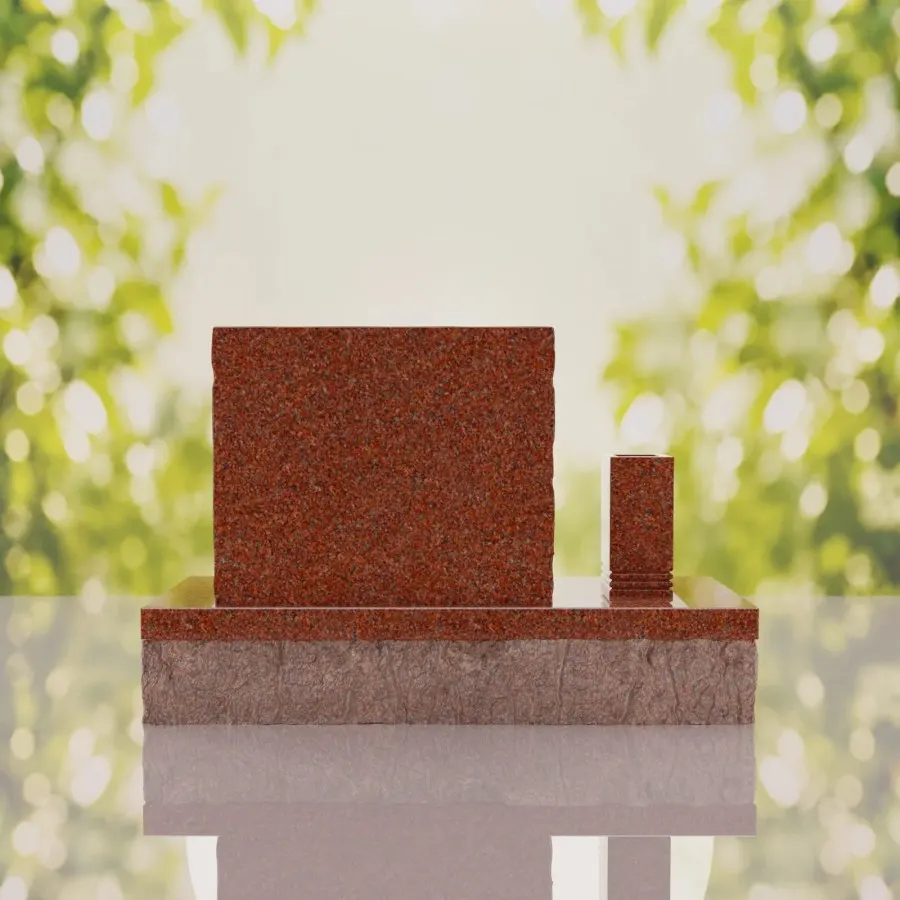 Classic Slant Granite Headstone with Vase view 3