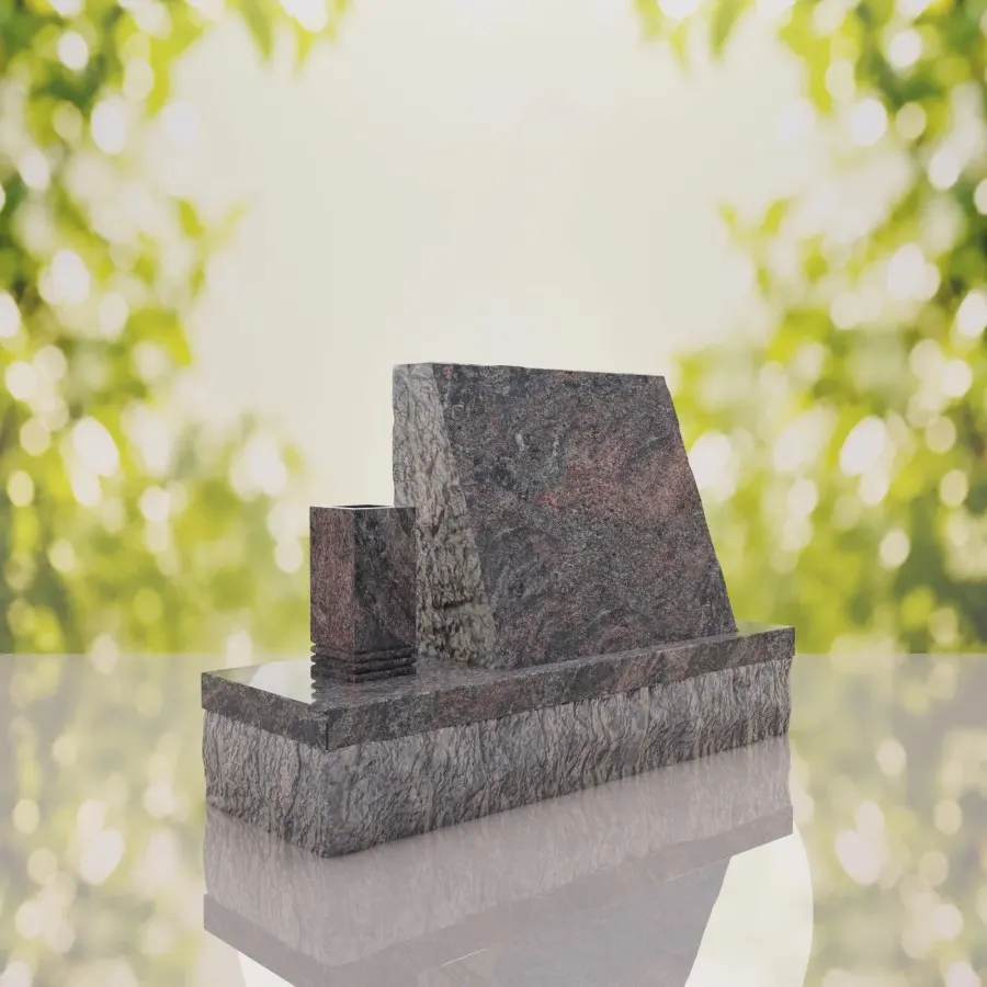 Classic Slant Granite Headstone with Vase view 4