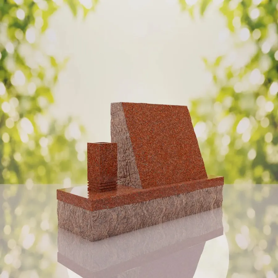 Classic Slant Granite Headstone with Vase