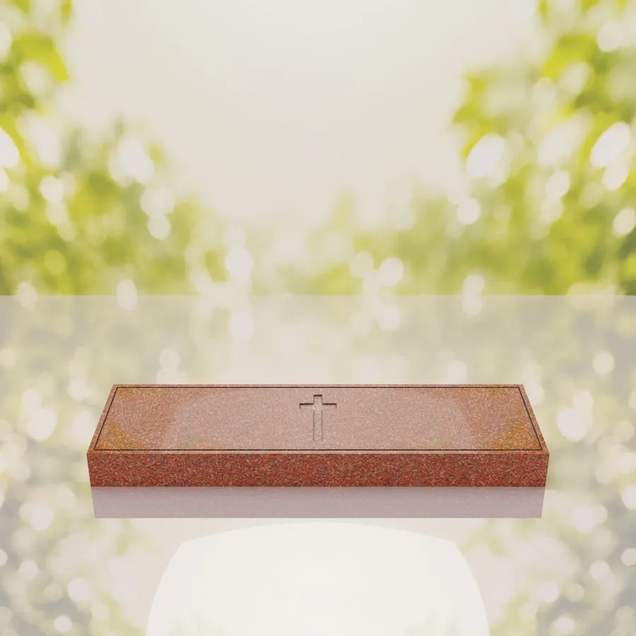 Companion Bevel Granite Grave Marker with Cross view 2