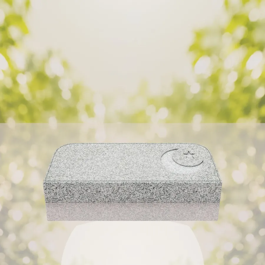 Companion Bevel Granite Grave Marker with Islamic Crescent view 2