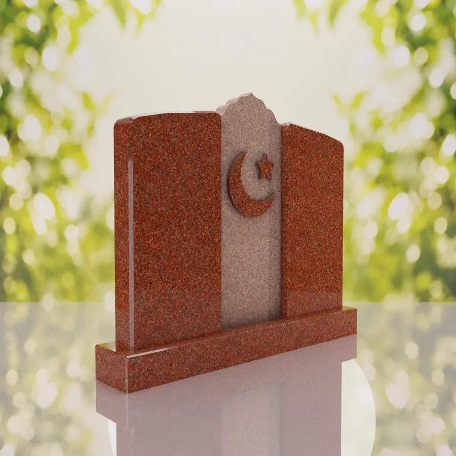 Companion Islamic Granite Headstone with Crescent & Star view 4