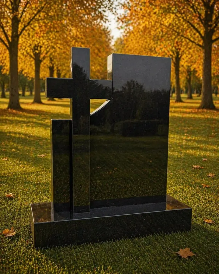 Cross Modern Granite Headstone