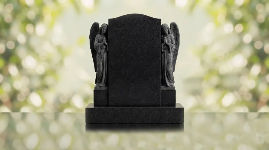 Double Angel Headstone Monument view 2