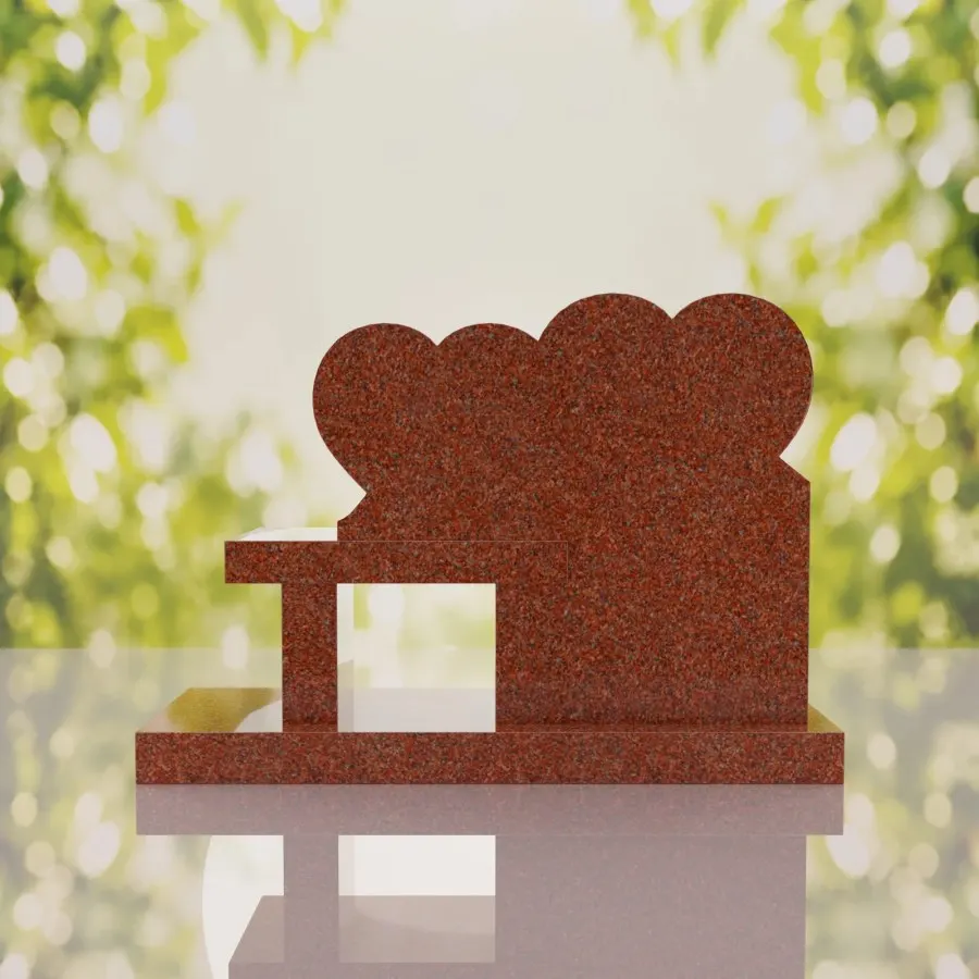 Double Heart Bench Headstone view 3