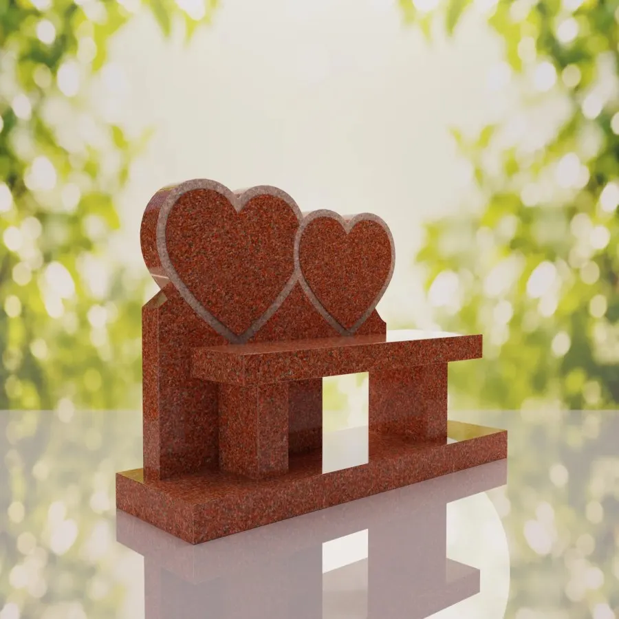 Double Heart Bench Headstone