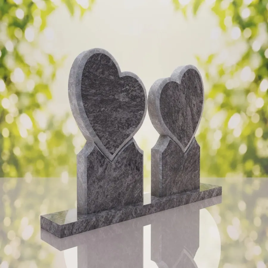 Double Heart Companion Headstone view 2