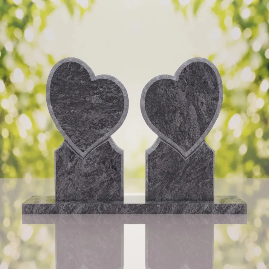 Double Heart Companion Headstone view 3