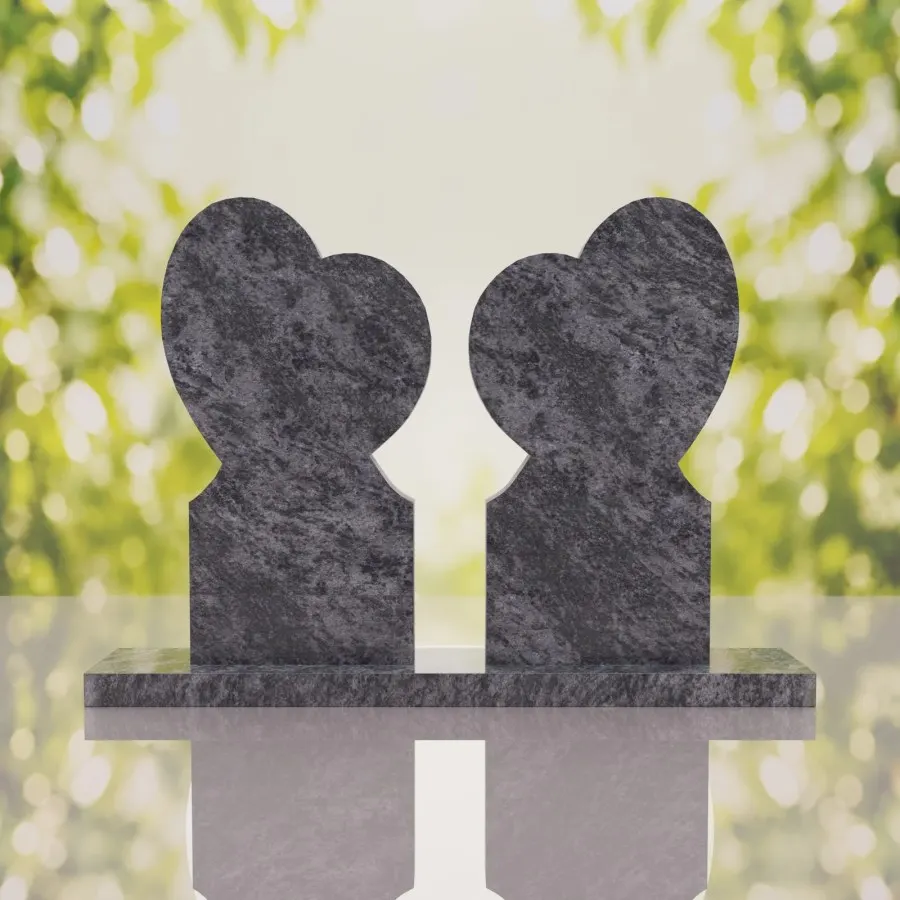 Double Heart Companion Headstone view 4