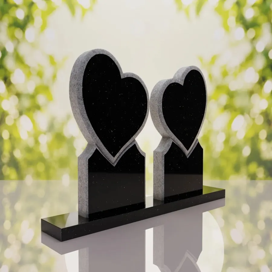 Double Heart Companion Headstone