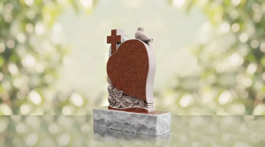 Dove and Cross Heart Headstone view 2