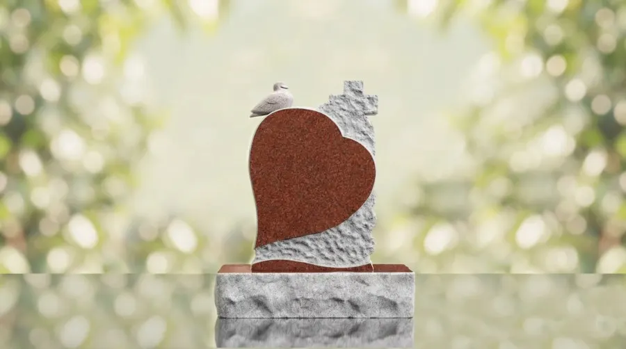 Dove and Cross Heart Headstone view 3