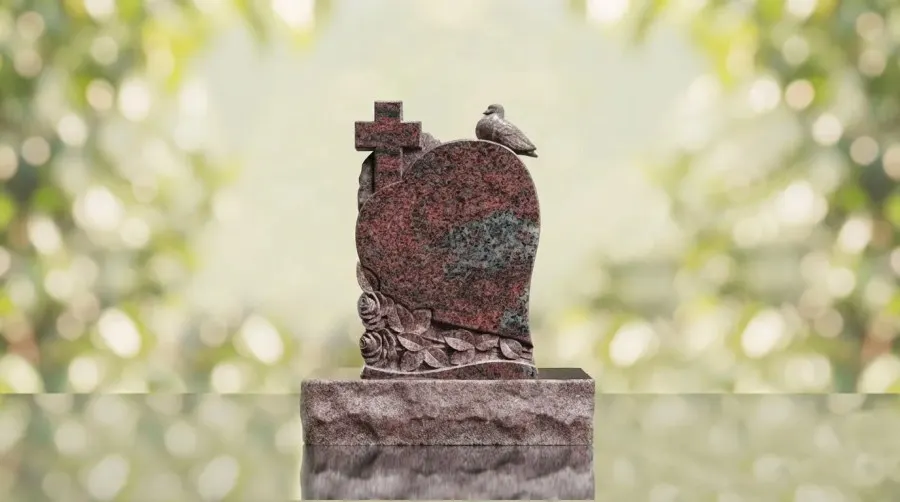 Dove and Cross Heart Headstone view 4