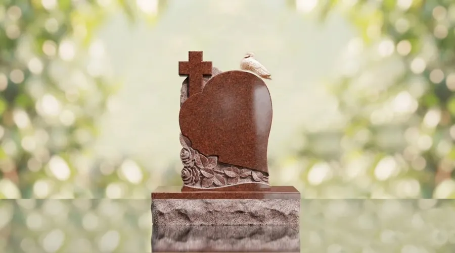 Dove and Cross Heart Headstone