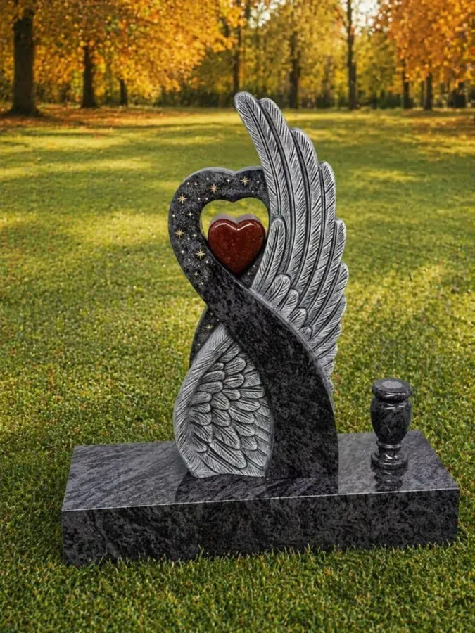 Eternal Wings Heart Headstone
