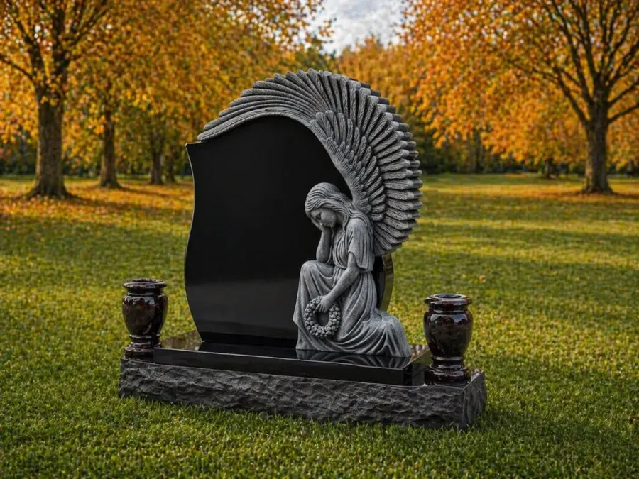 Angel Wing Granite Headstone
