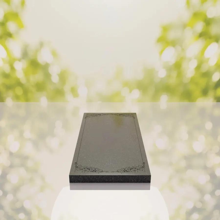 Floral Border Granite Ledger Memorial view 4