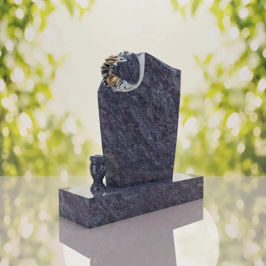 Floral Heart Shape Granite Headstone