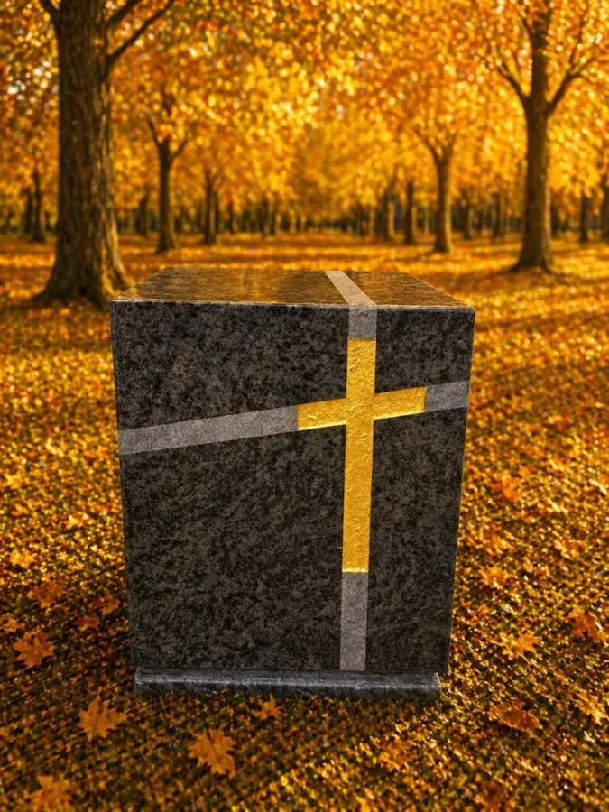 Granite Cremation Urn with Cross Inlay