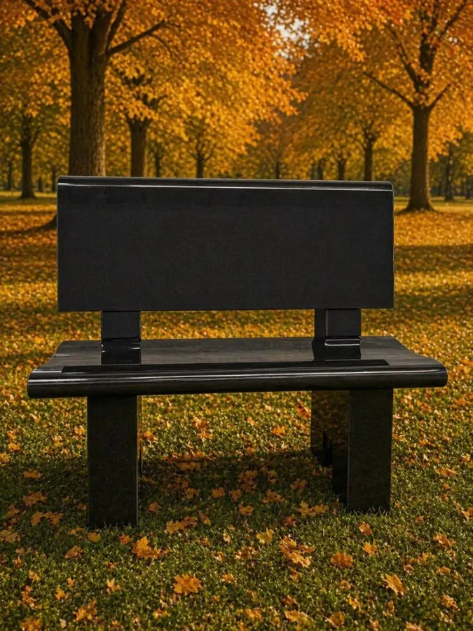 Granite Memorial Bench with Backrest — Design 3