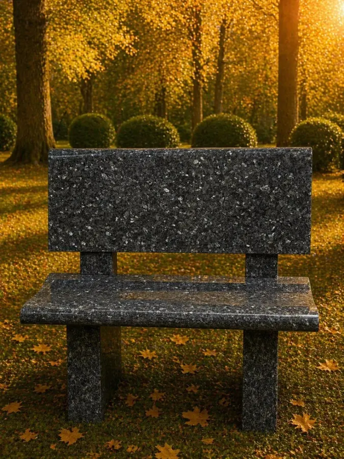 Granite Memorial Bench with Backrest — Design 4