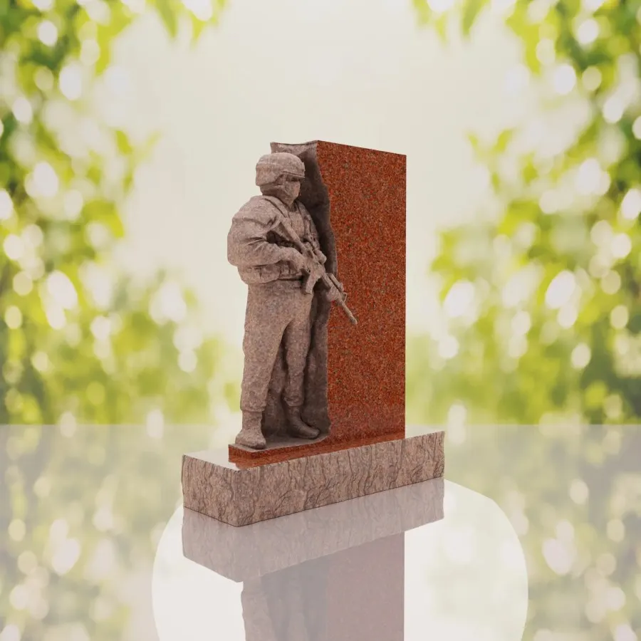 Guardian Soldier Granite Memorial Headstone view 2