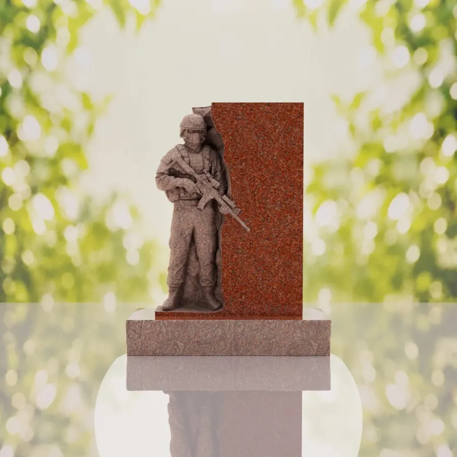 Guardian Soldier Granite Memorial Headstone view 3