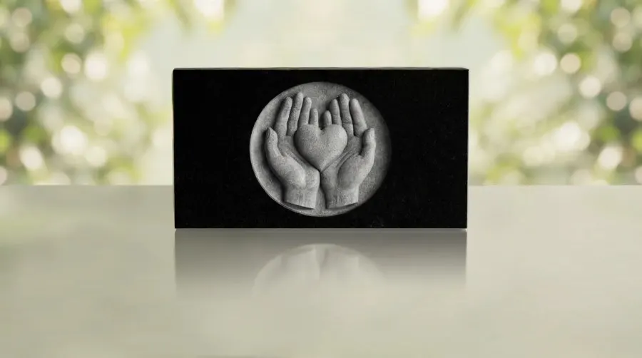 Hands & Heart Flat Headstone view 3