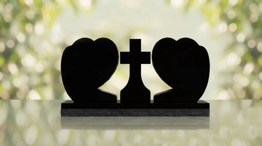 Heart Companion Headstone with Cross view 3