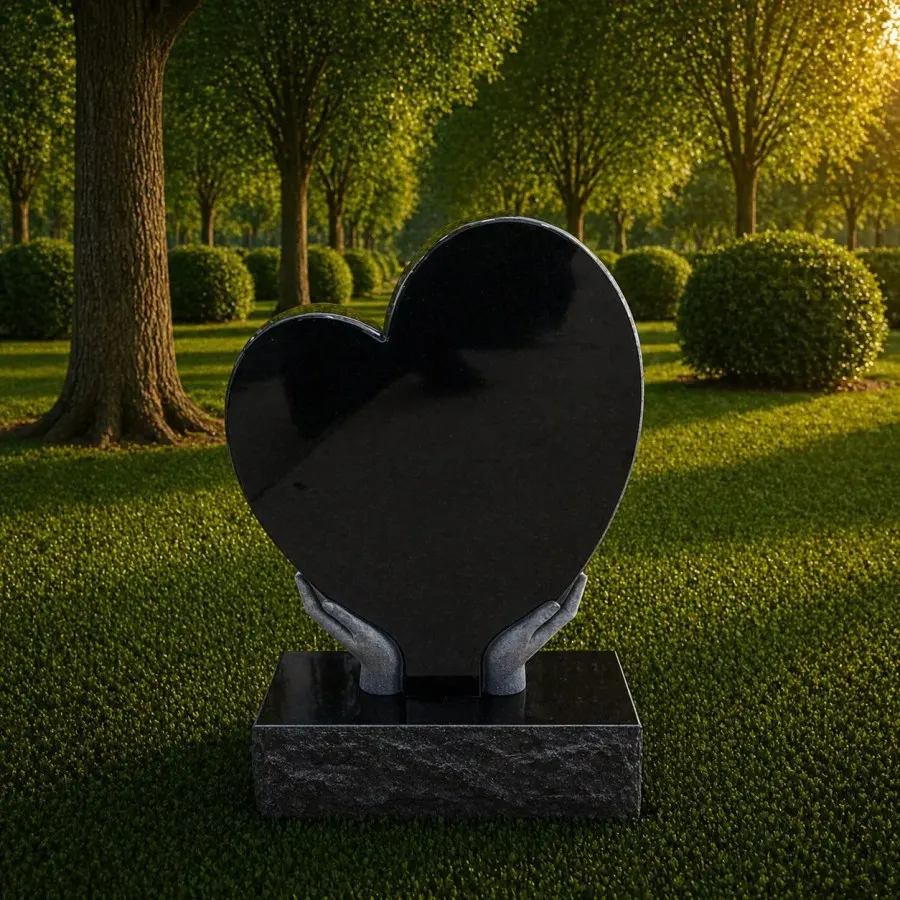 Heart Shape Granite Headstone with Hands Design