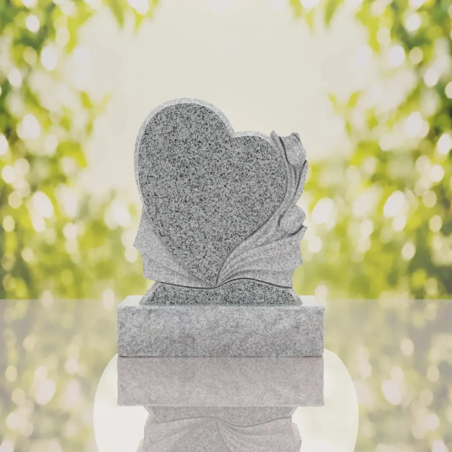 Heart-Shaped Granite Headstone with Calla Lily view 2