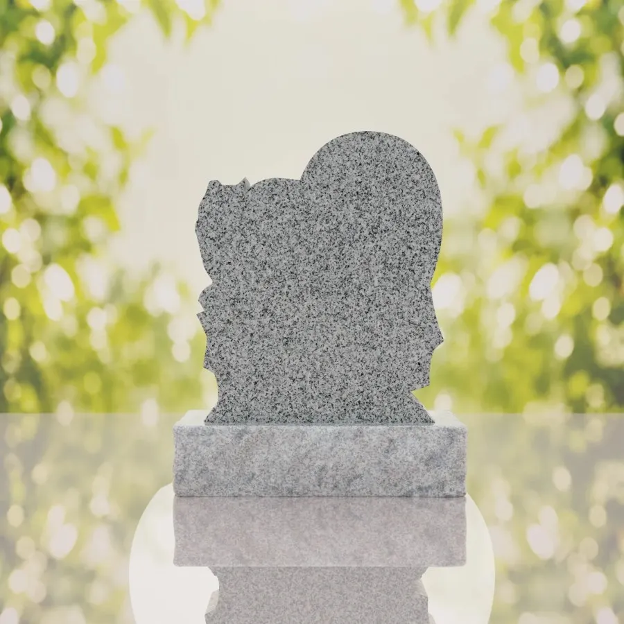 Heart-Shaped Granite Headstone with Calla Lily view 3